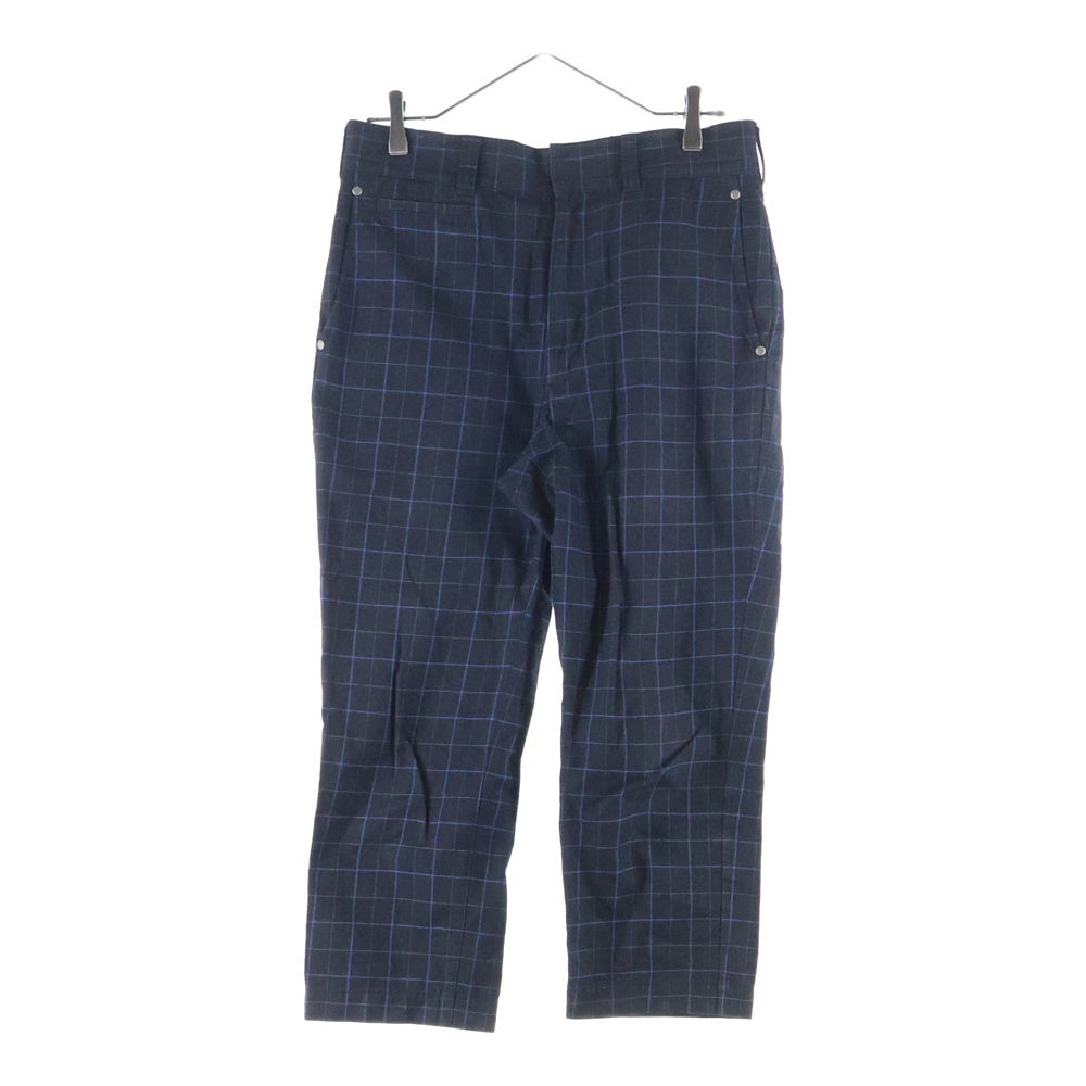 JUNYA WATANABE COMME des GARCONS(ジュンヤワタナベ コムデギャルソン) 14SS シンチバック チェック柄 コットンジップアップパンツ ネイビー WM-P013