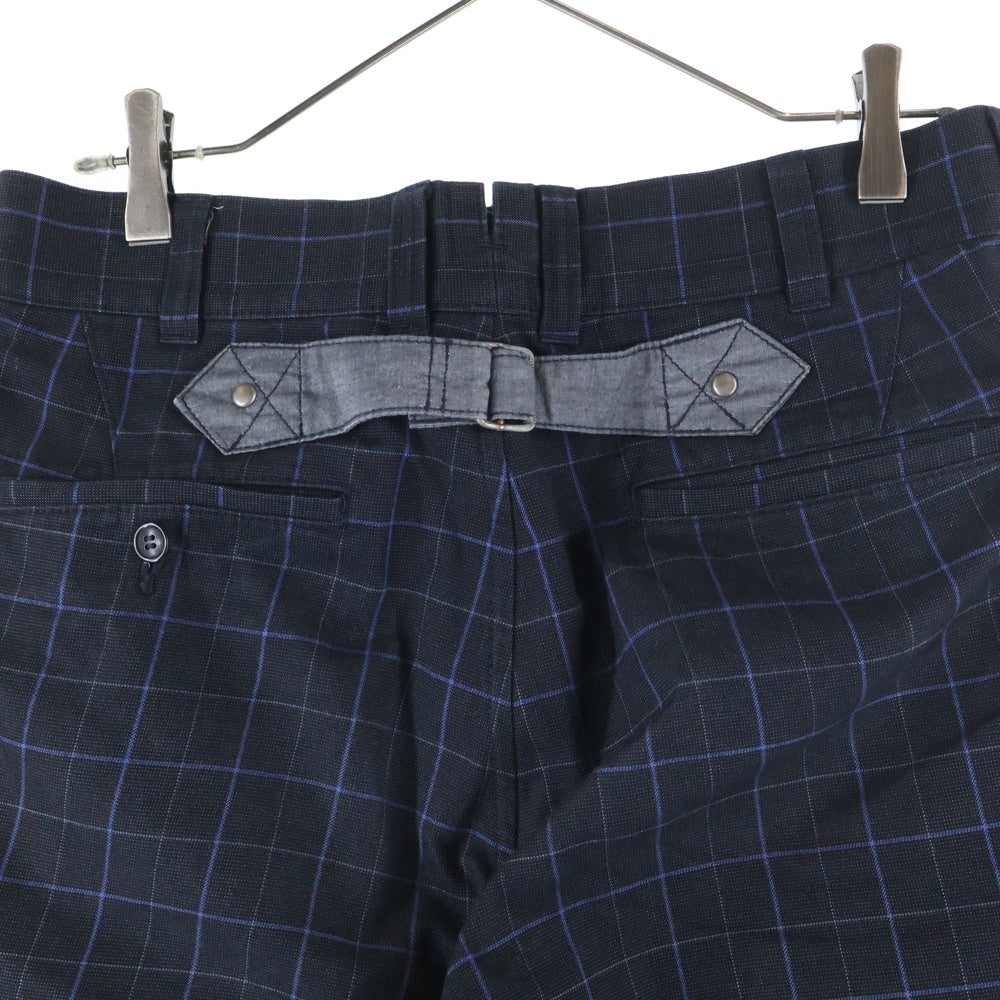 JUNYA WATANABE COMME des GARCONS(ジュンヤワタナベ コムデギャルソン) 14SS シンチバック チェック柄 コットンジップアップパンツ ネイビー WM-P013