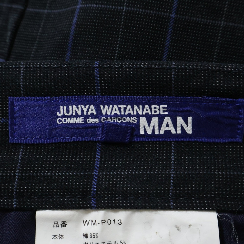 JUNYA WATANABE COMME des GARCONS(ジュンヤワタナベ コムデギャルソン) 14SS シンチバック チェック柄 コットンジップアップパンツ ネイビー WM-P013