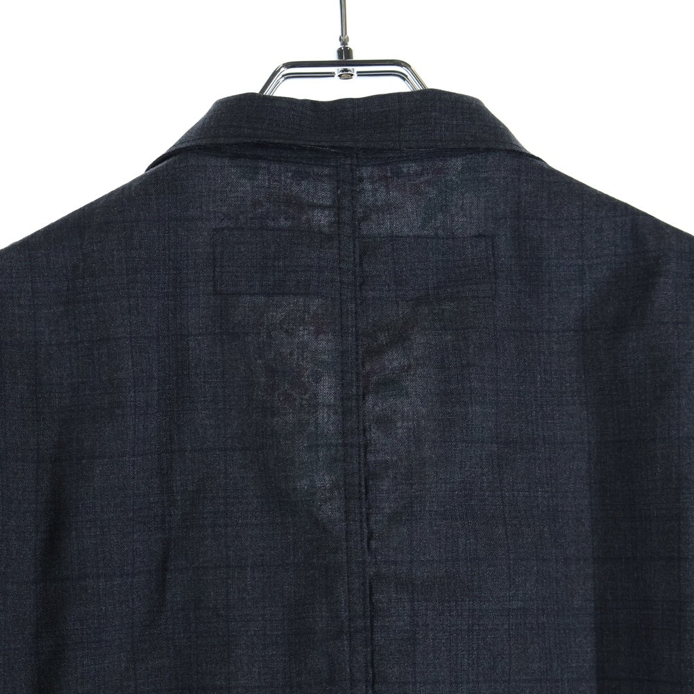 JUNYA WATANABE COMME des GARCONS(ジュンヤワタナベ コムデギャルソン) 22SS ウールチェックポプリン×レーヨンダンププリント テーラードジャケット グレー WI-J011
