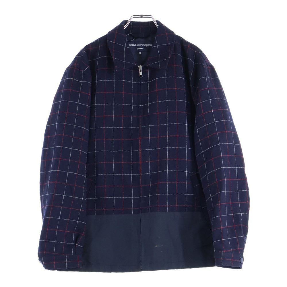 COMME des GARCONS HOMME(コムデギャルソンオム) 20AW ウール ジップアップ チェックジャケット ネイビー HF-J015