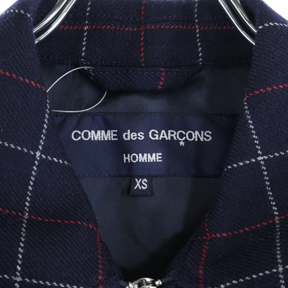 COMME des GARCONS HOMME(コムデギャルソンオム) 20AW ウール ジップアップ チェックジャケット ネイビー HF-J015