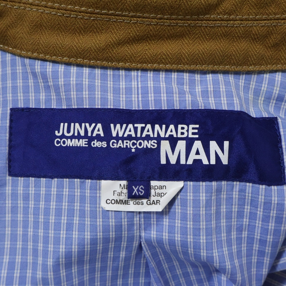 JUNYA WATANABE COMME des GARCONS(ジュンヤワタナベ コムデギャルソン) 21SS×ジャスパーモリソン 襟ヘリンボーン エルボーパッチ ジップアップジャケット ブラウン WG-J009