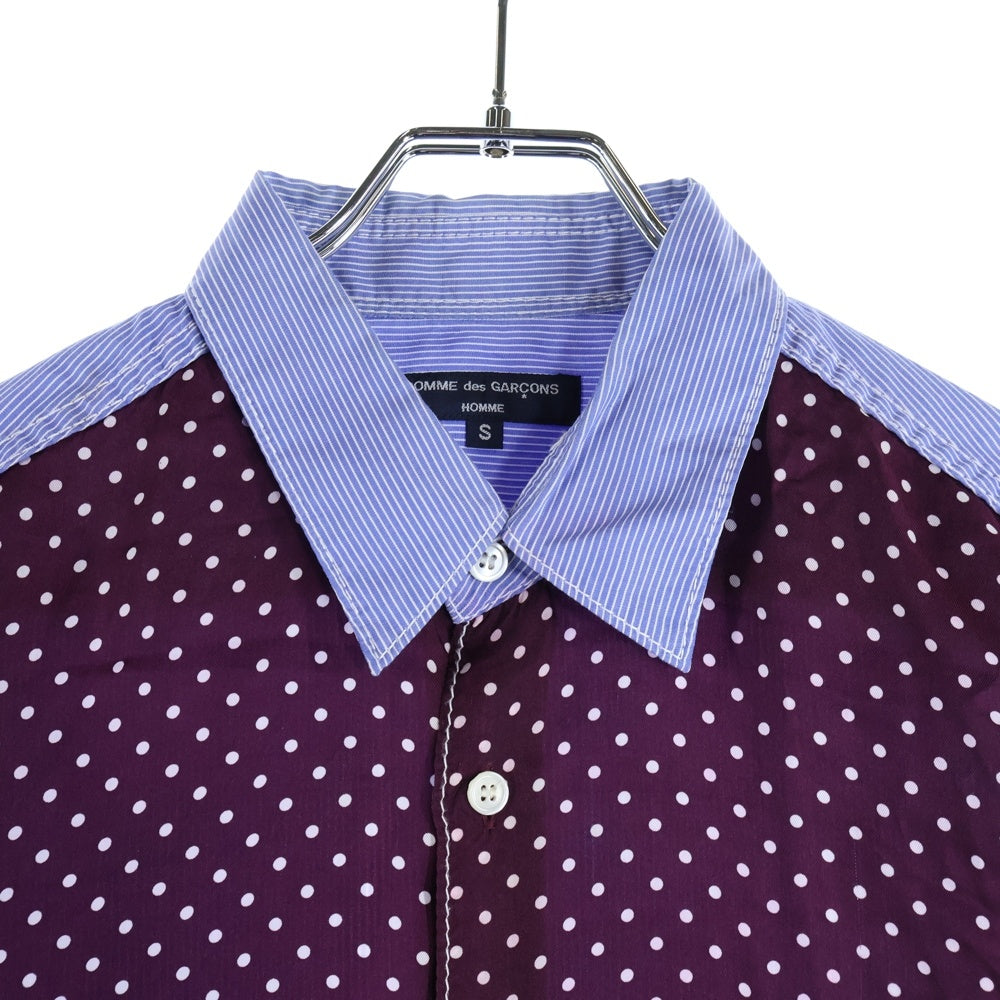 COMME des GARCONS HOMME(コムデギャルソンオム) 11SS ドット キュプラキュプラ ストライプ 長袖シャツ ライトブルー/ボルドー HH-B001