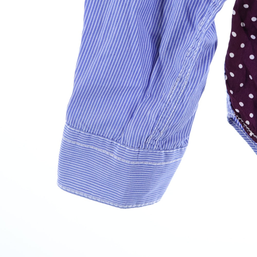 COMME des GARCONS HOMME(コムデギャルソンオム) 11SS ドット キュプラキュプラ ストライプ 長袖シャツ ライトブルー/ボルドー HH-B001
