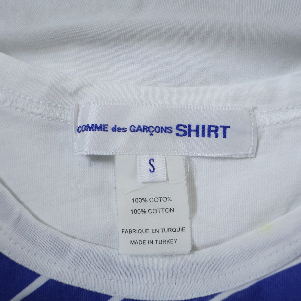 COMME des GARCONS SHIRT(コムデギャルソンシャツ) 17SS バイアスストライプ クルーネック 半袖Tシャツ カットソー ブルー/ホワイト S25112