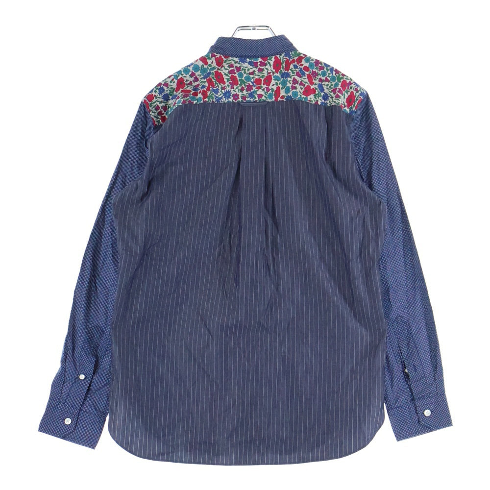 JUNYA WATANABE COMME des GARCONS(ジュンヤワタナベ コムデギャルソン) 17SS 花柄切替 ドット コットン長袖シャツ ネイビー WS-B008