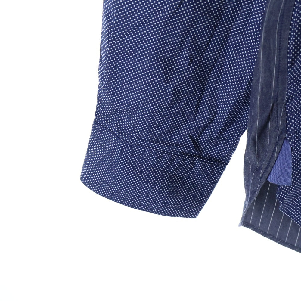 JUNYA WATANABE COMME des GARCONS(ジュンヤワタナベ コムデギャルソン) 17SS 花柄切替 ドット コットン長袖シャツ ネイビー WS-B008