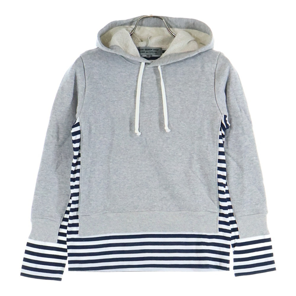 GOOD DESIGN SHOP COMME des GARCONS(グッドデザインショップ コムデギャルソン) ストライプ ドッキング プルオーバーパーカー グレー II-T009