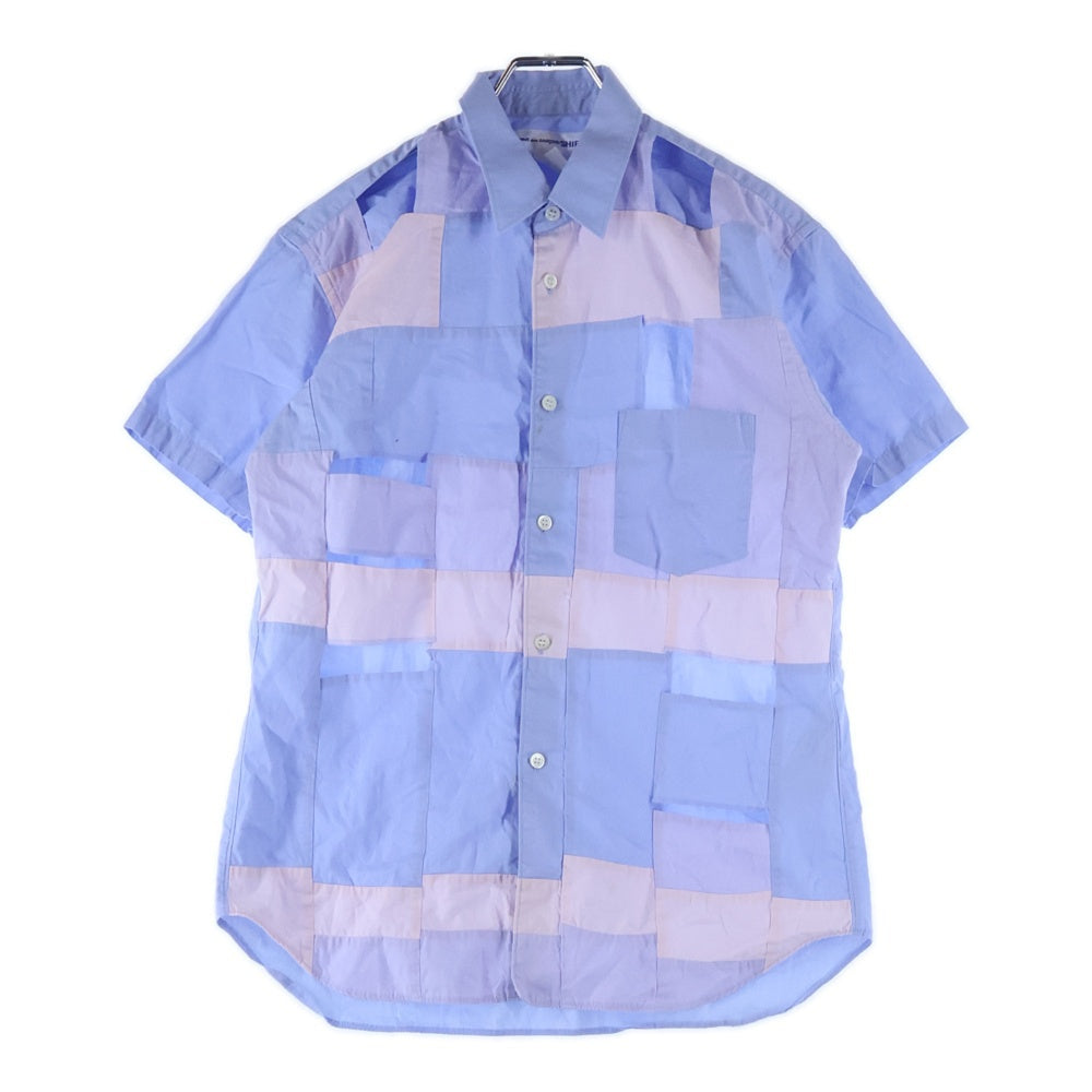 COMME des GARCONS SHIRT(コムデギャルソンシャツ) 16SS パッチワーク 半袖シャツ ブルー S24044