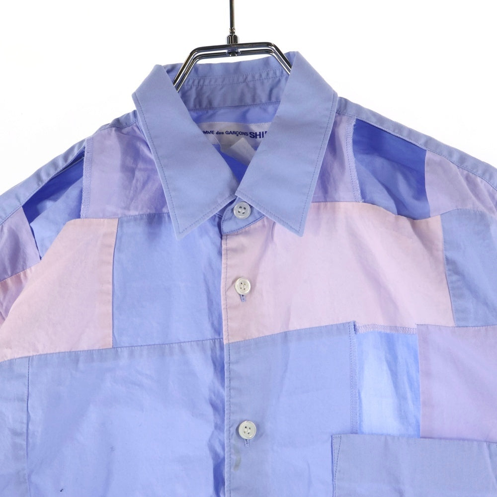 COMME des GARCONS SHIRT(コムデギャルソンシャツ) 16SS パッチワーク 半袖シャツ ブルー S24044