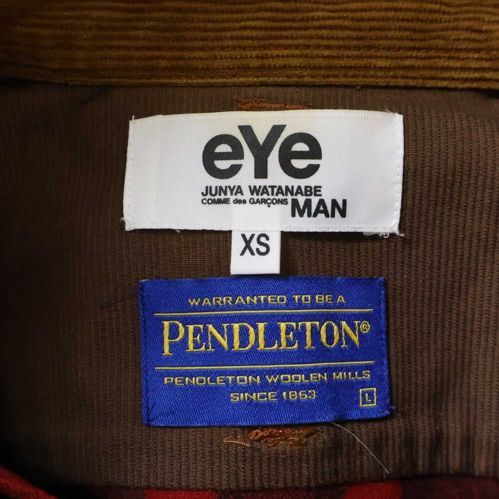 eYe COMME des GARCONS JUNYA WATANABE MAN(アイ コム デ ギャルソン ジュンヤ ワタナベ マン) 12AW×PENDLETON ペンドルトン 再構築ハンティングシャツ ブラウン WJ-B902