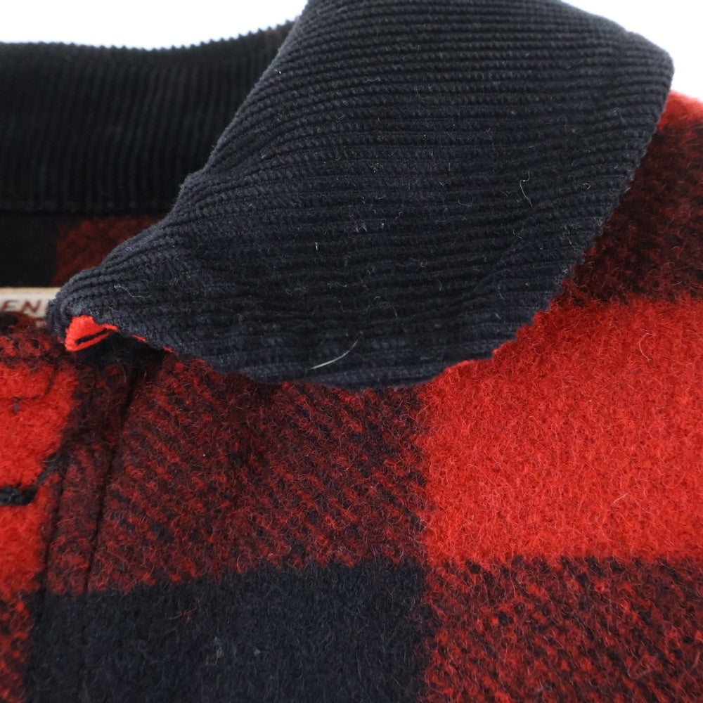 eYe COMME des GARCONS JUNYA WATANABE MAN(アイ コム デ ギャルソン ジュンヤ ワタナベ マン) 12AW×FILSON GARMENT レザー切り替え チェックウールジャケット ブラック/レッド WJ-J907