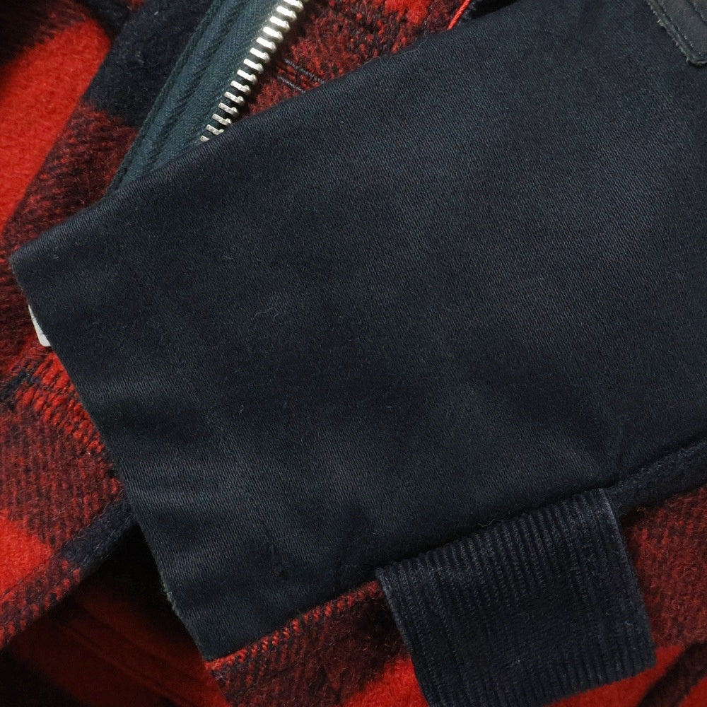 eYe COMME des GARCONS JUNYA WATANABE MAN(アイ コム デ ギャルソン ジュンヤ ワタナベ マン) 12AW×FILSON GARMENT レザー切り替え チェックウールジャケット ブラック/レッド WJ-J907
