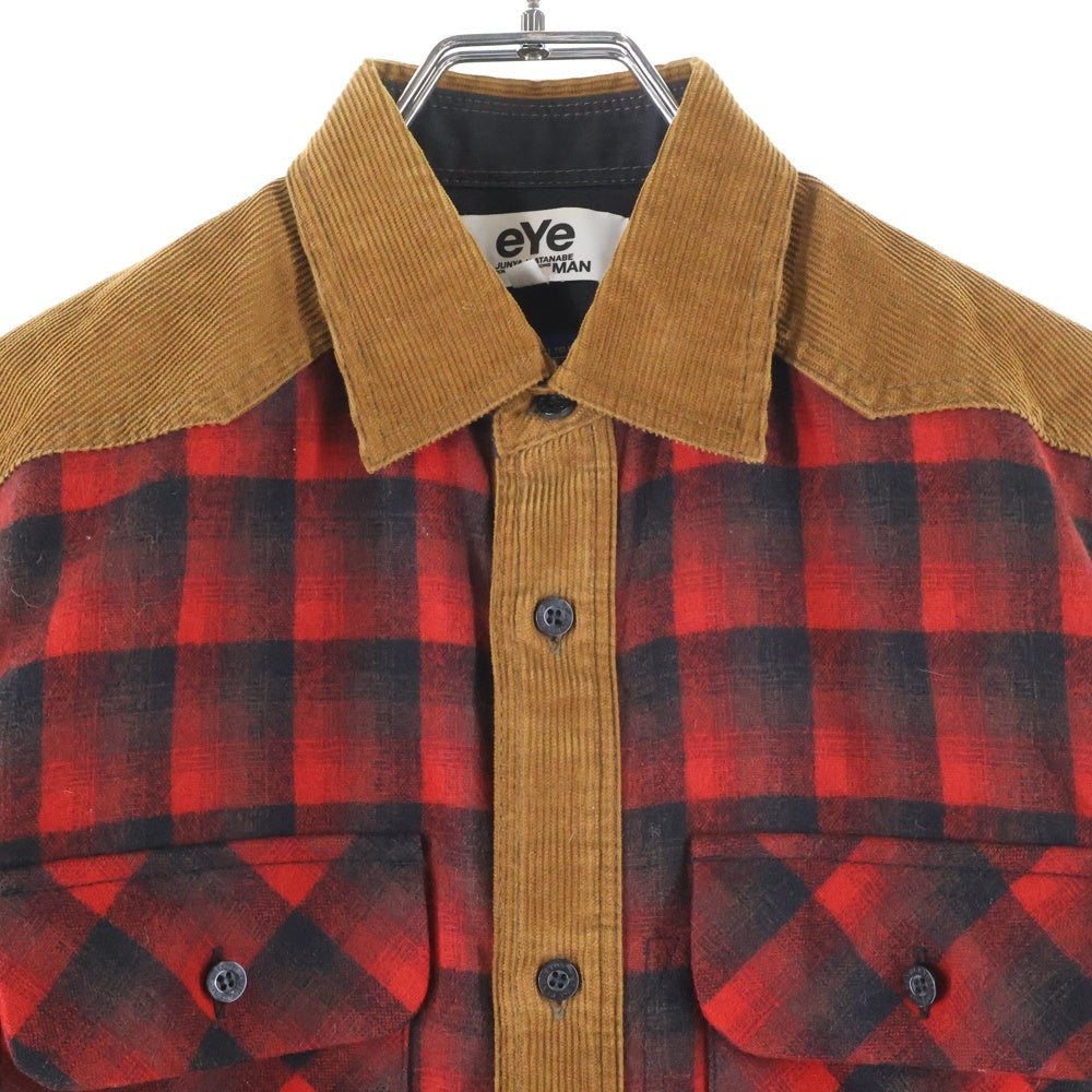 eYe COMME des GARCONS JUNYA WATANABE MAN(アイ コム デ ギャルソン ジュンヤ ワタナベ マン) 14AW×PENDLETON ペンドルトン ウール コーデュロイ チェック 長袖シャツ レッド WN-B906
