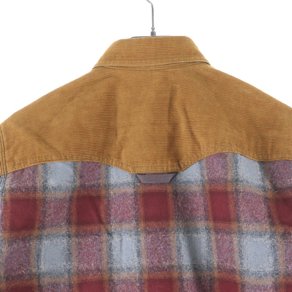 eYe COMME des GARCONS JUNYA WATANABE MAN(アイ コム デ ギャルソン ジュンヤ ワタナベ マン) 14AW×PENDLETON ペンドルトン ウール コーデュロイ チェック 長袖シャツ レッド WN-B906