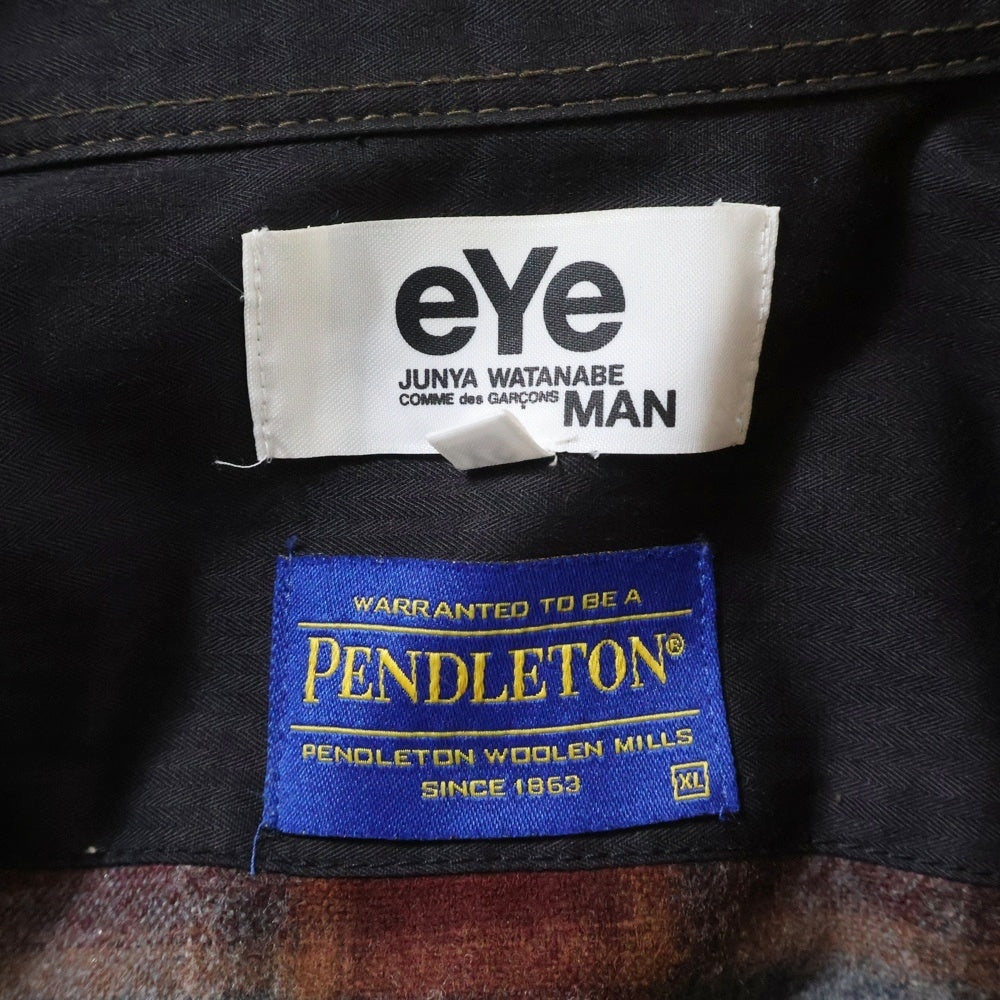 eYe COMME des GARCONS JUNYA WATANABE MAN(アイ コム デ ギャルソン ジュンヤ ワタナベ マン) 14AW×PENDLETON ペンドルトン ウール コーデュロイ チェック 長袖シャツ レッド WN-B906