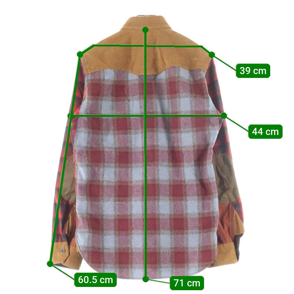 eYe COMME des GARCONS JUNYA WATANABE MAN(アイ コム デ ギャルソン ジュンヤ ワタナベ マン) 14AW×PENDLETON ペンドルトン ウール コーデュロイ チェック 長袖シャツ レッド WN-B906
