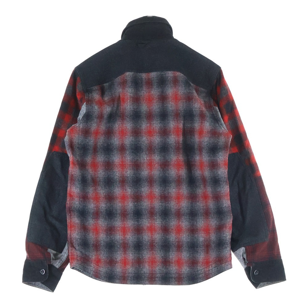 eYe COMME des GARCONS JUNYA WATANABE MAN(アイ コム デ ギャルソン ジュンヤ ワタナベ マン) 13AW×PENDLETON ペンドルトン フランネル 切替 シャツ 長袖 チェック ウール レッド WL-B902