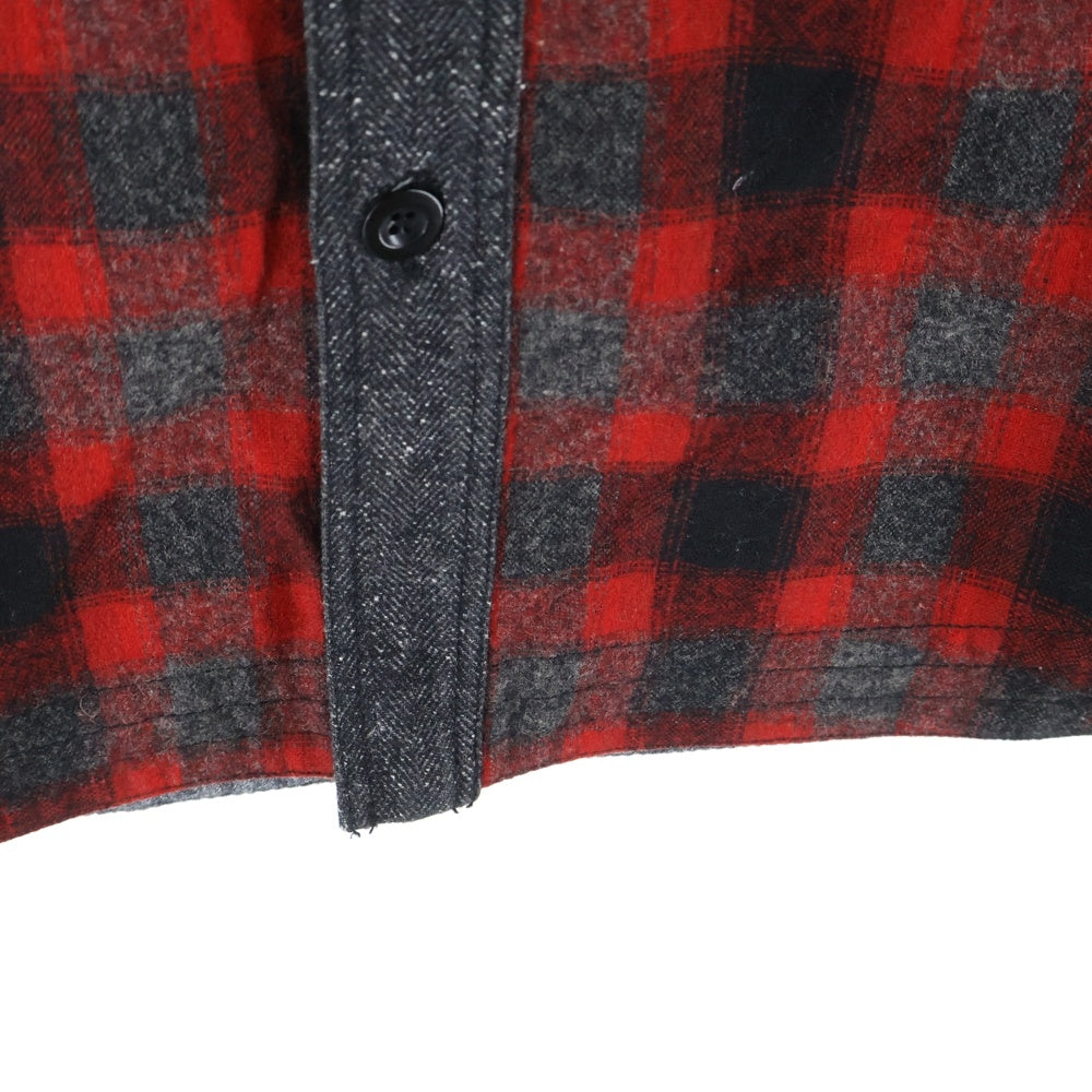 eYe COMME des GARCONS JUNYA WATANABE MAN(アイ コム デ ギャルソン ジュンヤ ワタナベ マン) 13AW×PENDLETON ペンドルトン フランネル 切替 シャツ 長袖 チェック ウール レッド WL-B902