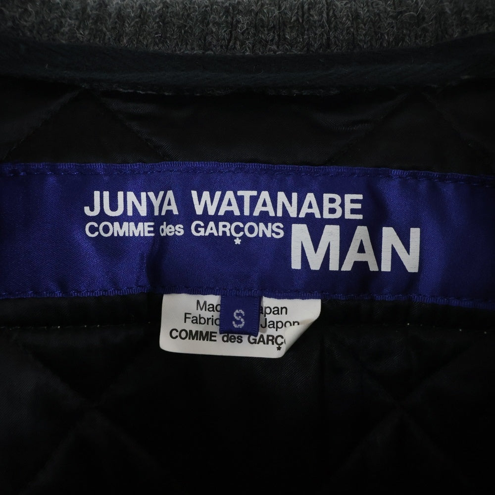 JUNYA WATANABE COMME des GARCONS(ジュンヤワタナベ コムデギャルソン) 21AW ノルディック 袖レザー切替 スタジアムジャケット グレー WH-J013