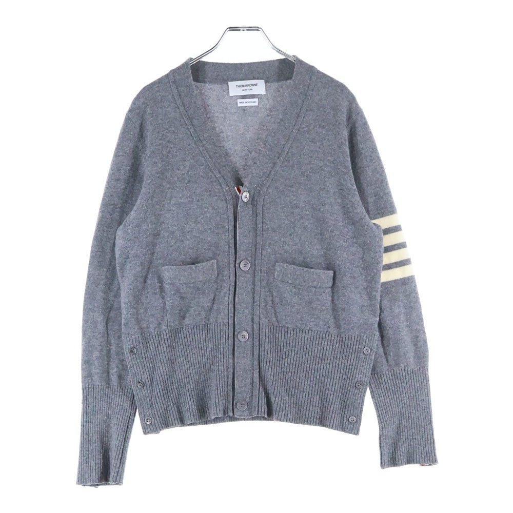THOM BROWNE(トムブラウン) 4BAR CASHMERE CARDIGAN ライン カシミア カーディガン グレー MKCS01A00011