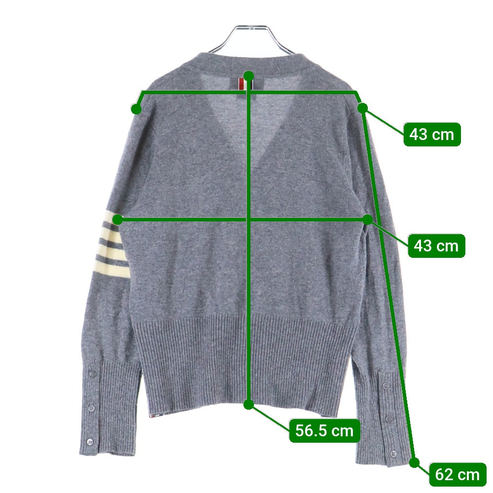 THOM BROWNE(トムブラウン) 4BAR CASHMERE CARDIGAN ライン カシミア カーディガン グレー MKCS01A00011