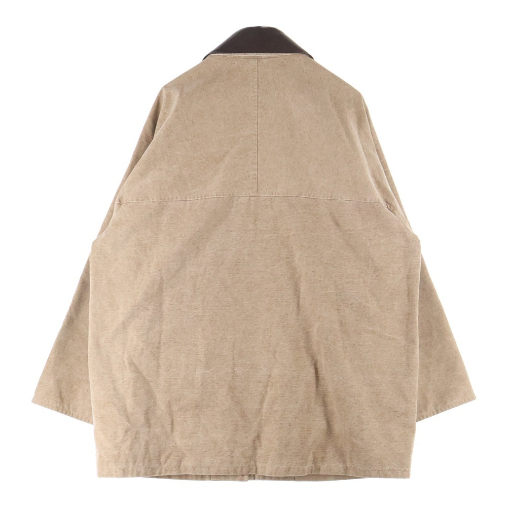 AURALEE(オーラリー) 24AW WASHED ORGANIC CANVAS HUNTING BLOUSON ウォッシュドオーガニックキャンバス ハンティングブルゾン 襟レザー ハンティングジャケット ブラウン A24AB01HG