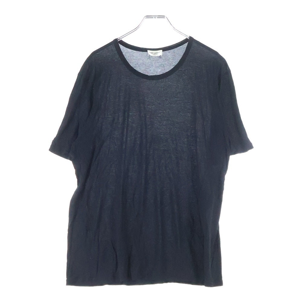 SAINT LAURENT PARIS(サンローランパリ) 23SS ロゴ刺繍 レーヨン 半袖Tシャツカットソー ブラック 749102 Y37IL