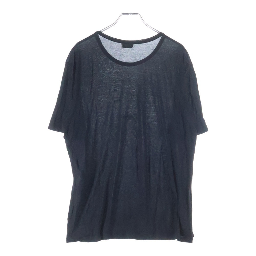 SAINT LAURENT PARIS(サンローランパリ) 23SS ロゴ刺繍 レーヨン 半袖Tシャツカットソー ブラック 749102 Y37IL
