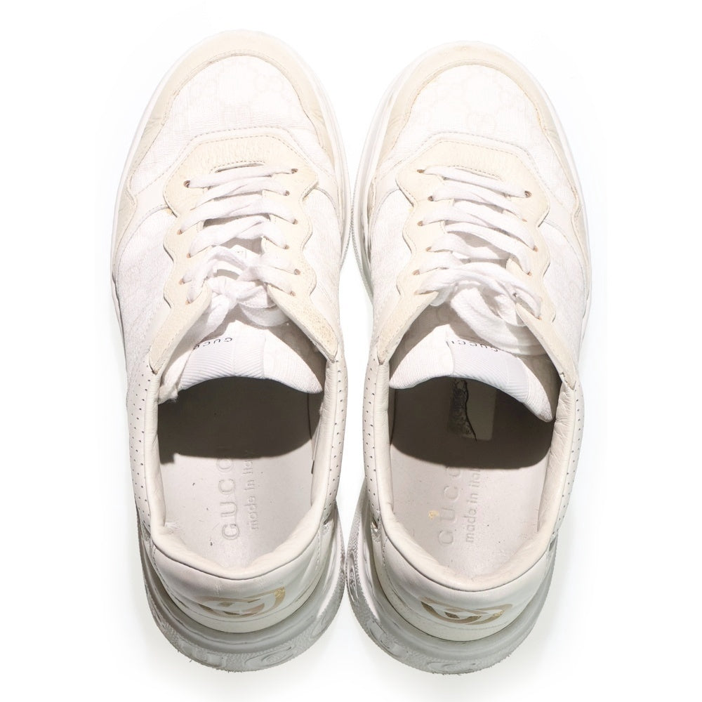 美品■GUCCI グッチ【23.0】GG シマレザー レザースニーカー ホワイト GUCCI(グッチ) GGロゴ レザーローカットスニーカー ホワイト 669582