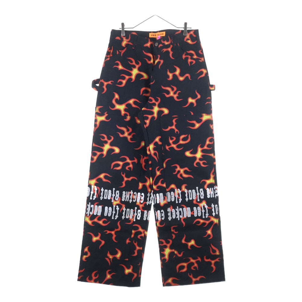CACTUS PLANT FLEAMARKET CPFM(カクタス プラント フリーマーケット シーピーエフエム) CPFM DOUBLE KNEE HI-VIS PANTS ファイヤーモチーフ ダブルニーワイド パンツ ブラック/レッド CP30PT001