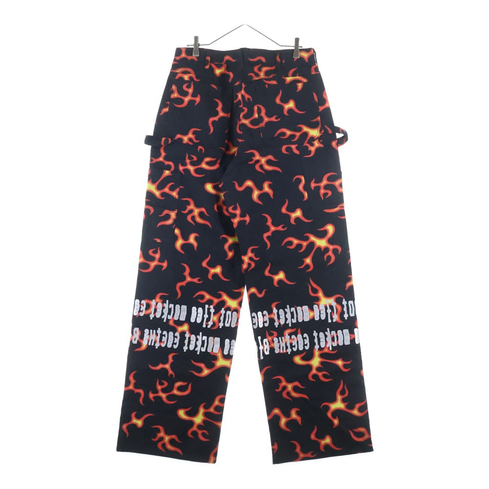 CACTUS PLANT FLEAMARKET CPFM(カクタス プラント フリーマーケット シーピーエフエム) CPFM DOUBLE KNEE HI-VIS PANTS ファイヤーモチーフ ダブルニーワイド パンツ ブラック/レッド CP30PT001