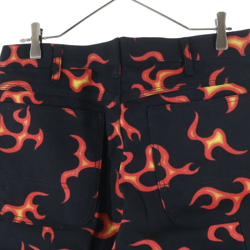 CACTUS PLANT FLEAMARKET CPFM(カクタス プラント フリーマーケット シーピーエフエム) CPFM DOUBLE KNEE HI-VIS PANTS ファイヤーモチーフ ダブルニーワイド パンツ ブラック/レッド CP30PT001
