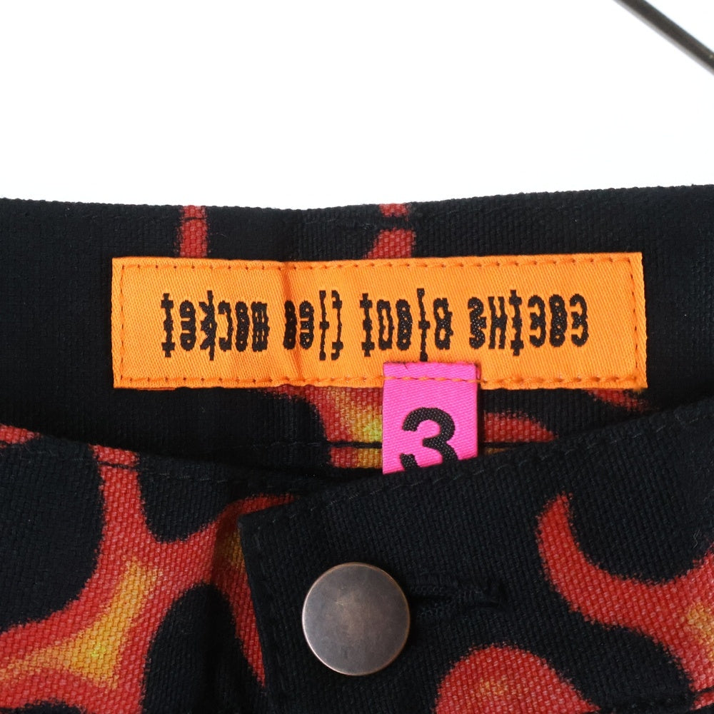 CACTUS PLANT FLEAMARKET CPFM(カクタス プラント フリーマーケット シーピーエフエム) CPFM DOUBLE KNEE HI-VIS PANTS ファイヤーモチーフ ダブルニーワイド パンツ ブラック/レッド CP30PT001