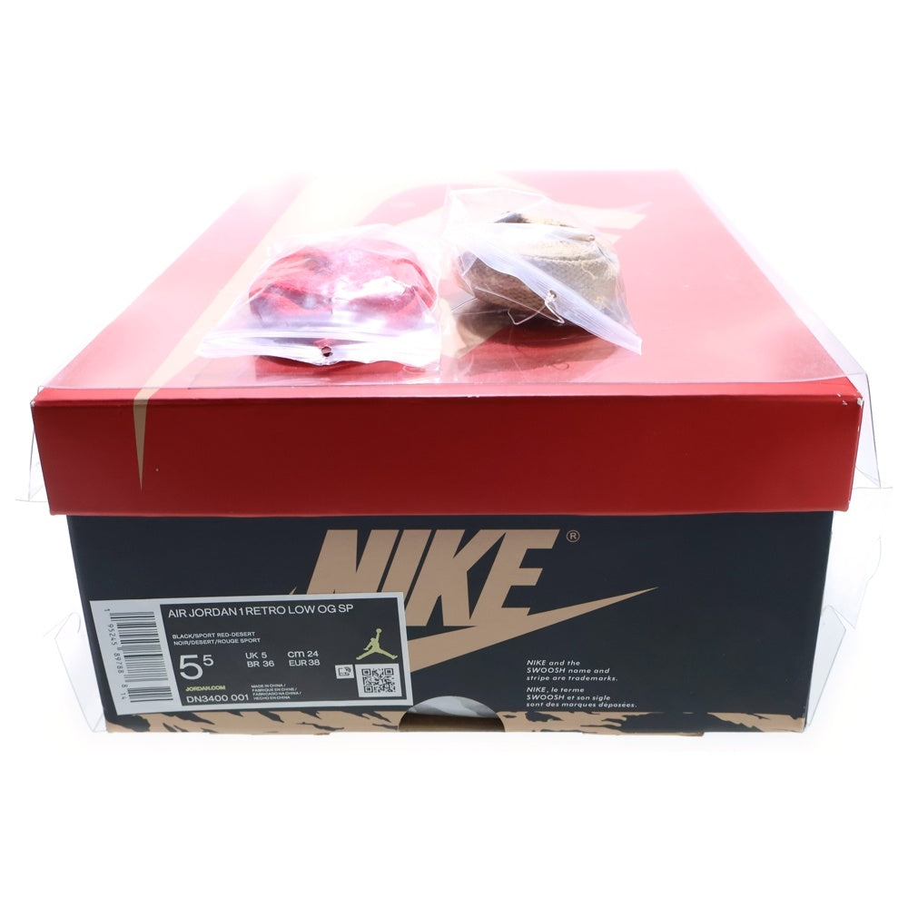 NIKE(ナイキ) ×Sole Fly Air Jordan 1 Low Black and Sport Red DN3400-001 ×ソールフライ エアジョーダン1 ロー ローカットスニーカー レディース