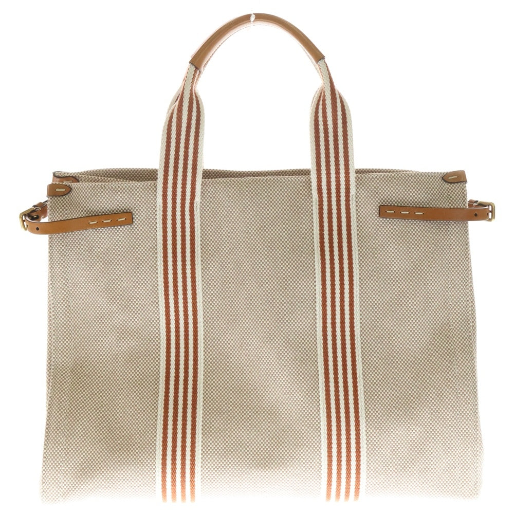 VALENTINO(ヴァレンティノ) アンティーブ キャンバス トート バッグ ハンドバッグ ホワイト/ブラウン