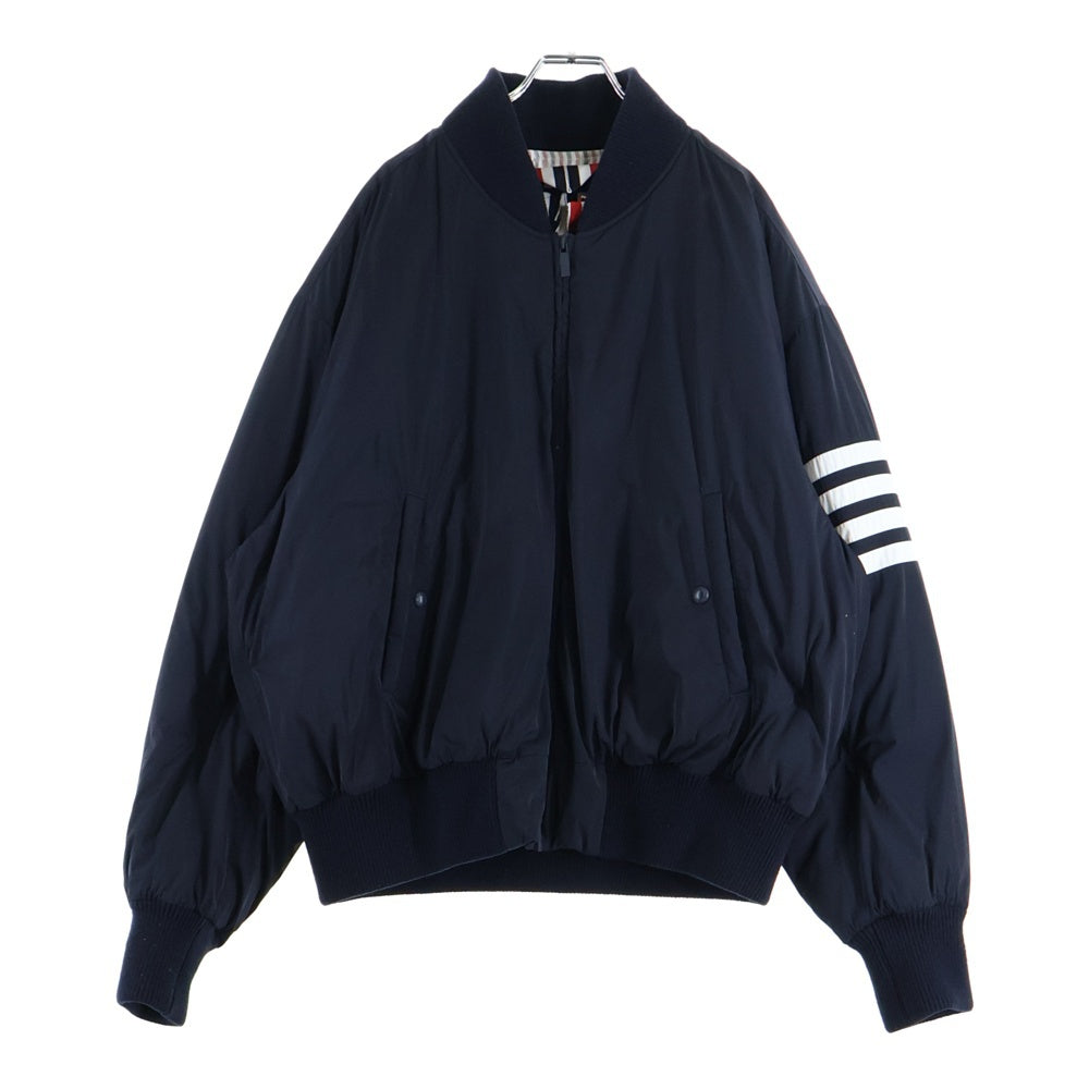 THOM BROWNE(トムブラウン) 4Bar Nylon Bomber Down Jacket 4バー ナイロン ボンバーダウンジャケット ネイビー MJD103X-07259