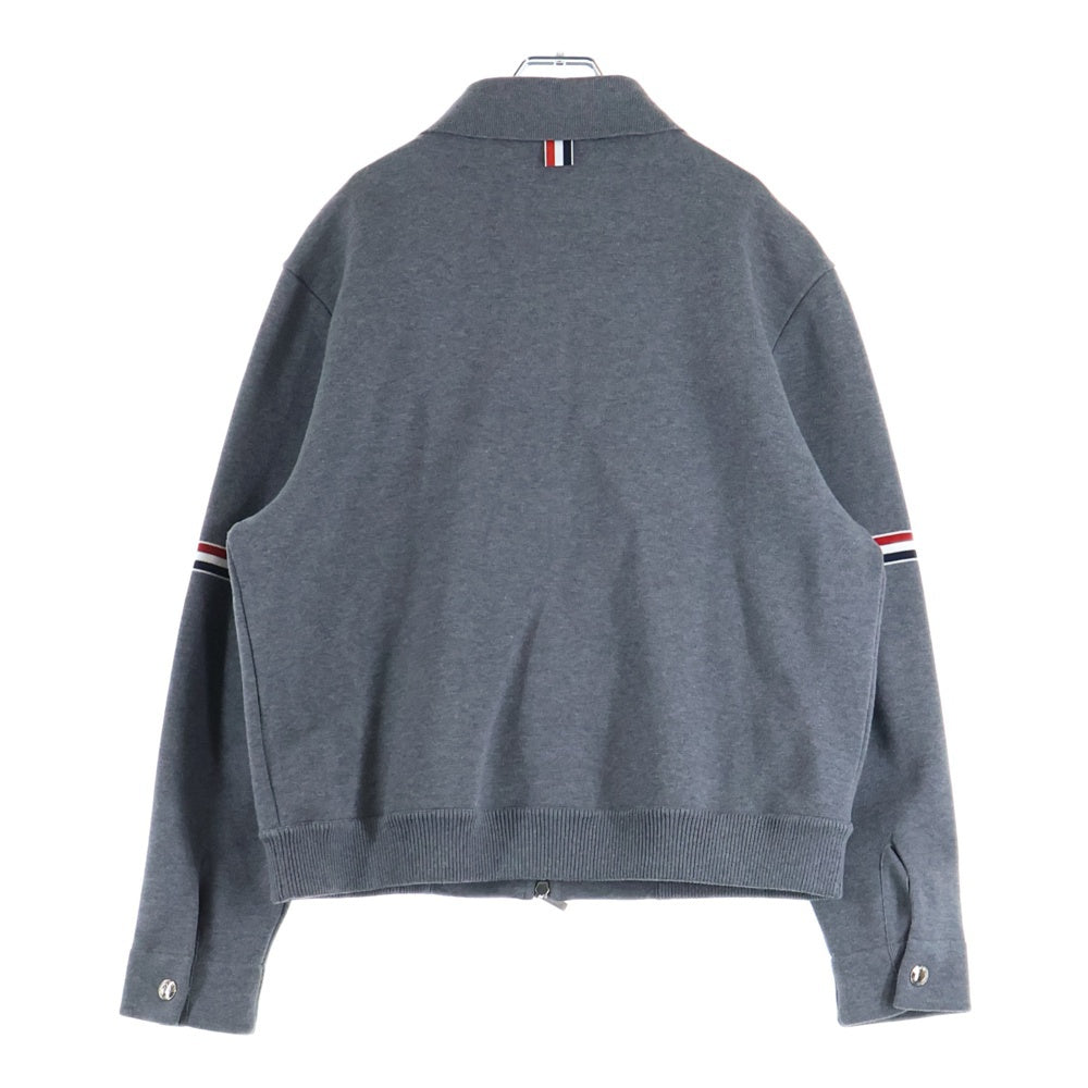 THOM BROWNE(トムブラウン) コットン ループバック RWBストライプジップアップジャケット グレー MKJ133A