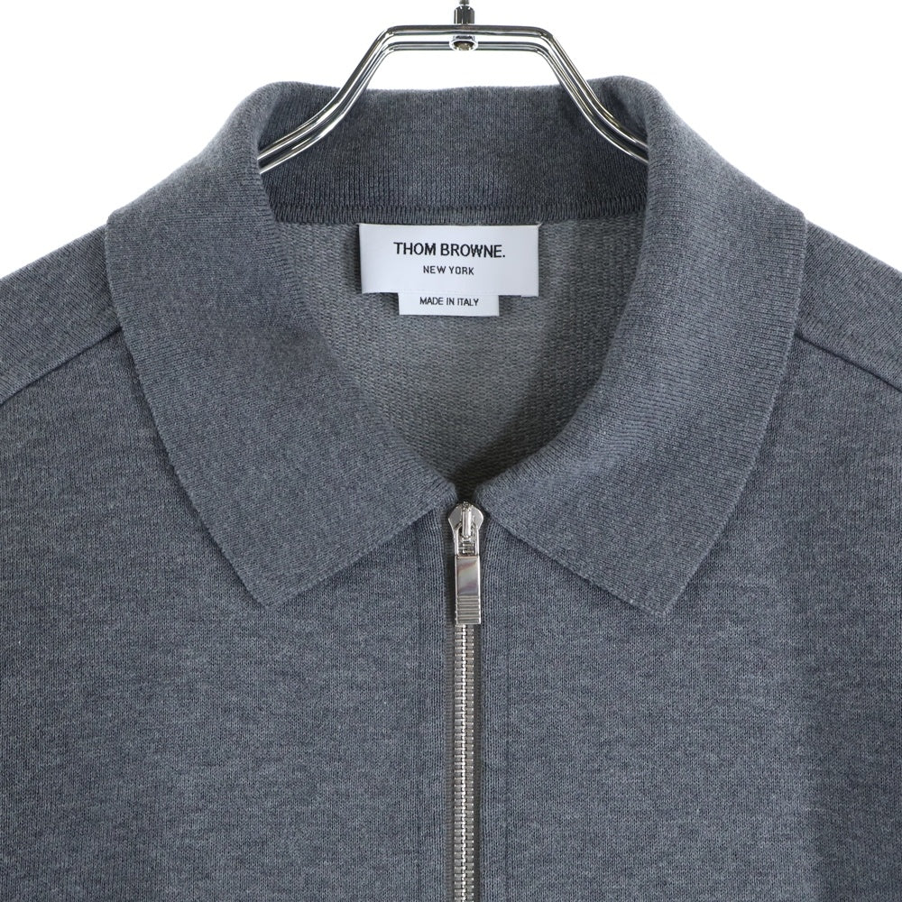 THOM BROWNE(トムブラウン) コットン ループバック RWBストライプジップアップジャケット グレー MKJ133A