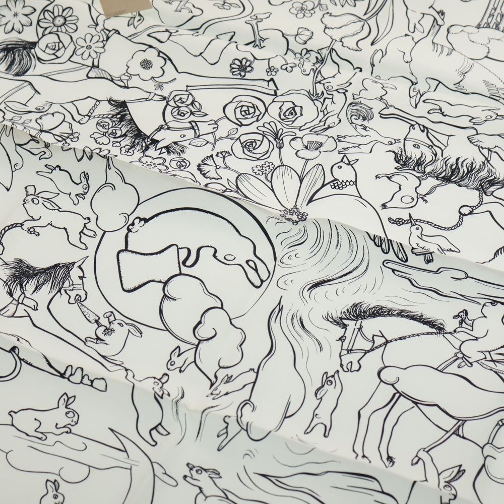 HERMES(エルメス) カレ90 スカーフ MILLE ET UN LAPINS ウサギ シルク レディース