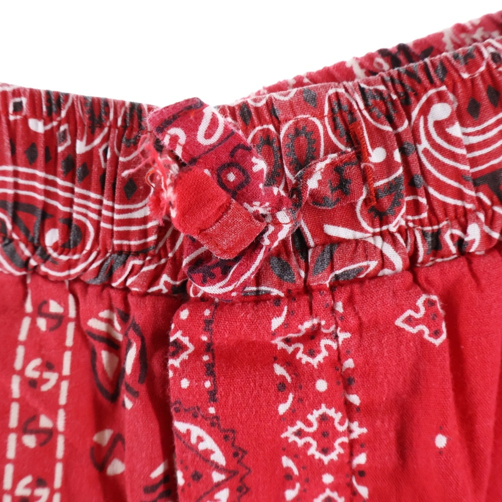 READY MADE(レディメイド) Cotton Pants ペイズリー柄 ロゴプリント スリーピング コットン イージーパンツ レッド