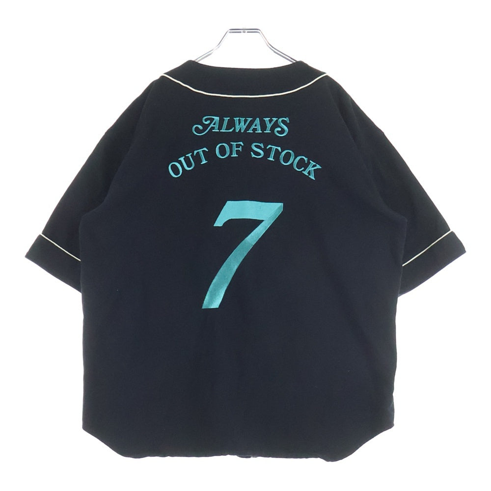 ALWAYS OUT OF STOCK(オールウェイズアウトオブストック) ロゴ刺繍 ベースボールシャツ 半袖シャツ ブラック