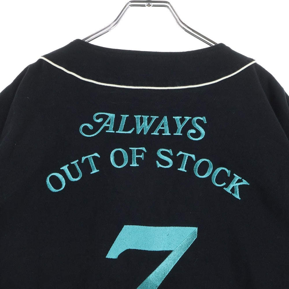 ALWAYS OUT OF STOCK(オールウェイズアウトオブストック) ロゴ刺繍 ベースボールシャツ 半袖シャツ ブラック