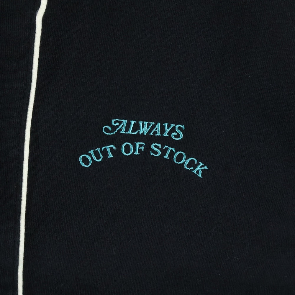 ALWAYS OUT OF STOCK(オールウェイズアウトオブストック) ロゴ刺繍 ベースボールシャツ 半袖シャツ ブラック