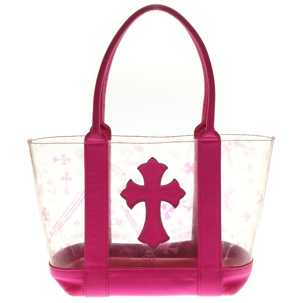 CHROME HEARTS(クロムハーツ) TOTE MINI VINYL トートミニ クロスパッチ ビニール レザートートバック クリア/ピンク レディース