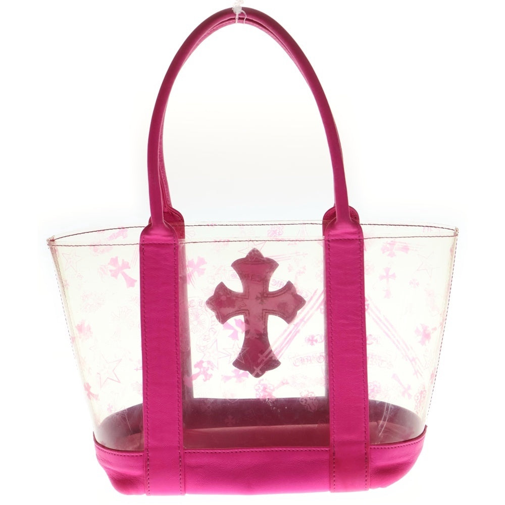CHROME HEARTS(クロムハーツ) TOTE MINI VINYL トートミニ クロスパッチ ビニール レザートートバック クリア/ピンク レディース