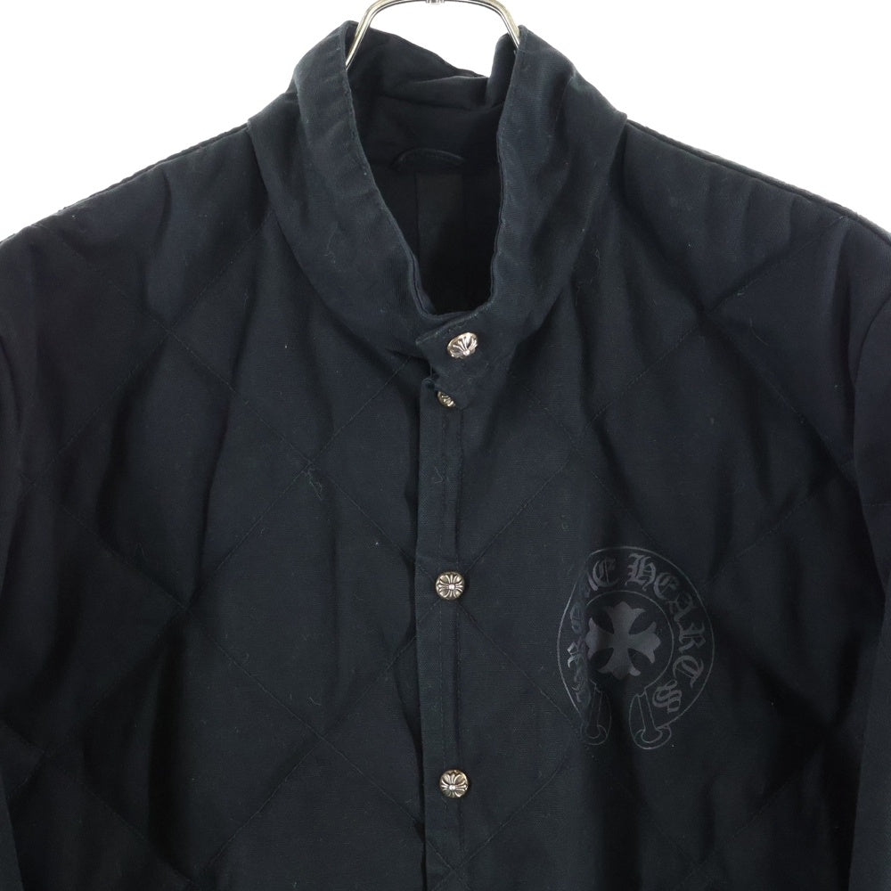 CHROME HEARTS(クロムハーツ) TEENAGE KICKS バックホースシューCHプラスプリント クロスボタンキルティングコットンダウンジャケット ブラック