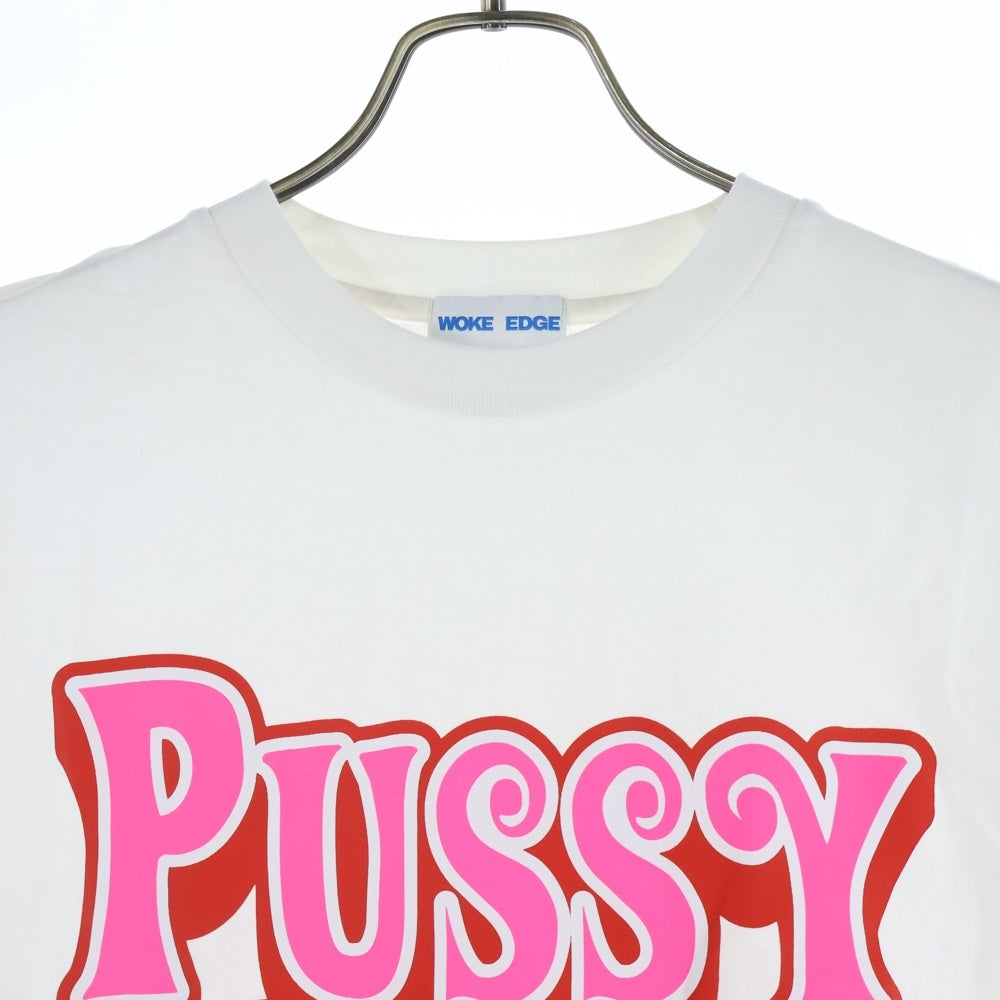 WOKE EDGE(ウォーク エッジ) Pussy Posse Tee フロントロゴプリント 半袖Tシャツ カットソー ホワイト