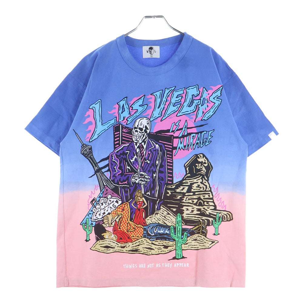 VINTAGE(ヴィンテージ) 【Warren Lotas】 Las Vegas Is A Mirage Tee ラスベガスイズアミラージュ 半袖Tシャツ カットソー ブルー/ピンク